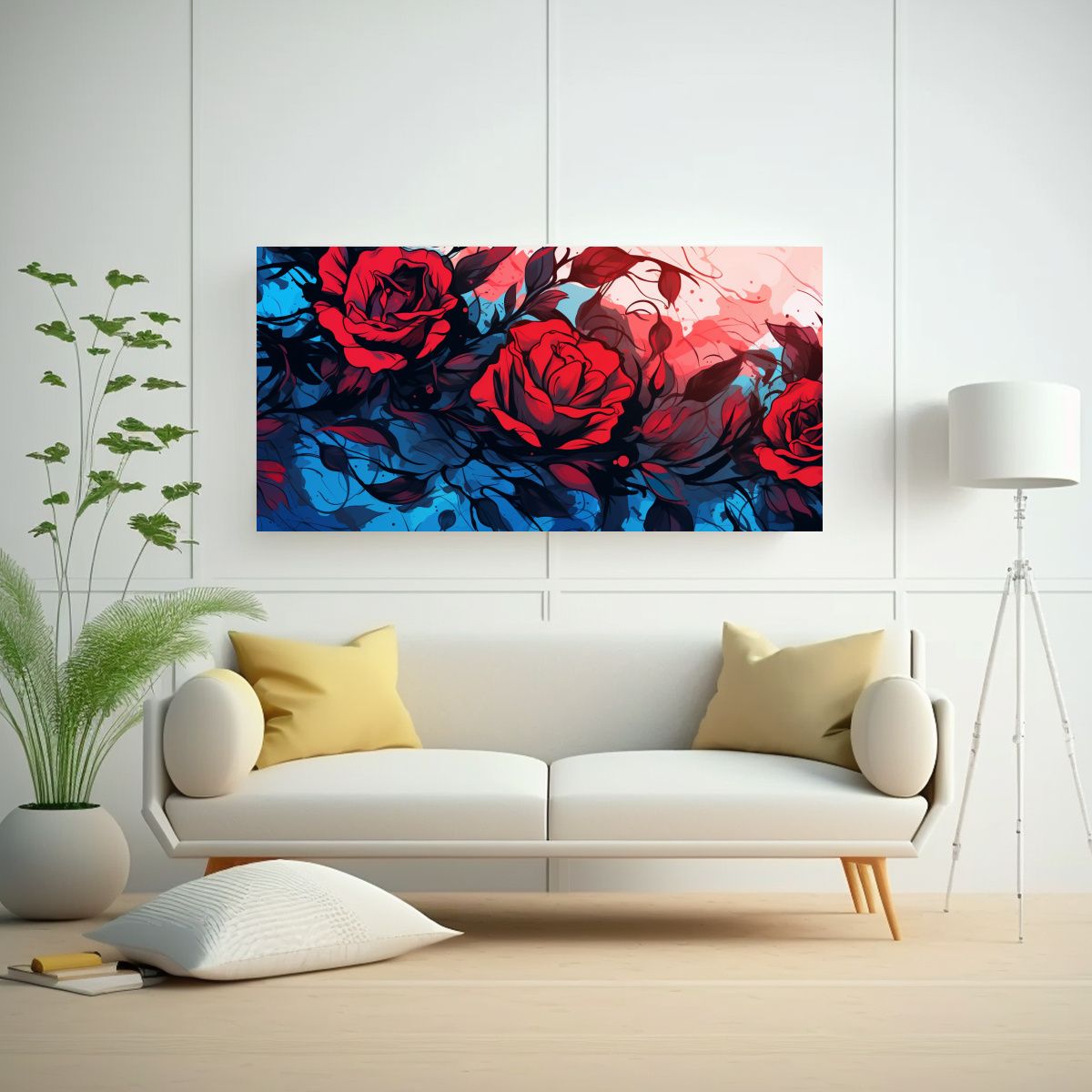 GENERICO - Pintura Decorativa Con Estética Neonoir En Rojo 100x50 Cm