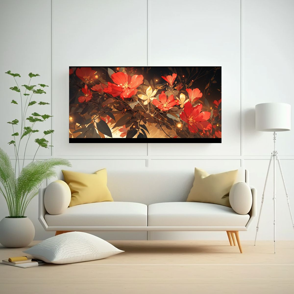 GENERICO - Pintura Decorativa Tela Red AND Gold Colors 60x30 Cm