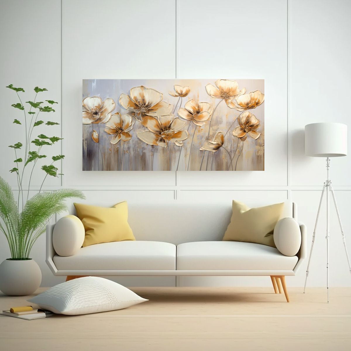 GENERICO - Cuadro Vertical Bonito De Amapolas Doradas En 60x30 Cm