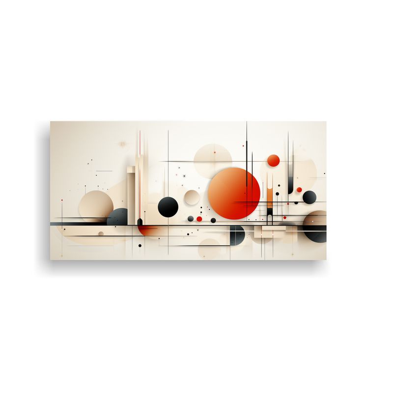 GENERICO - Cuadro Geométrico Moderno De Líneas Neutras 100x50 Cm