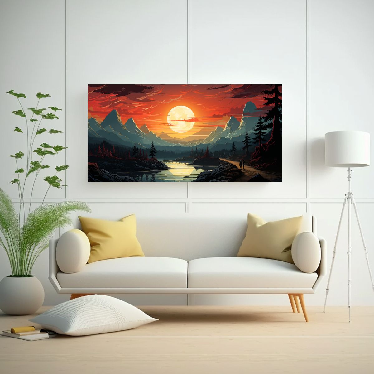 GENERICO - Paisajes Abstractos Surrealistas En Estilo Plano 60x30 Cm