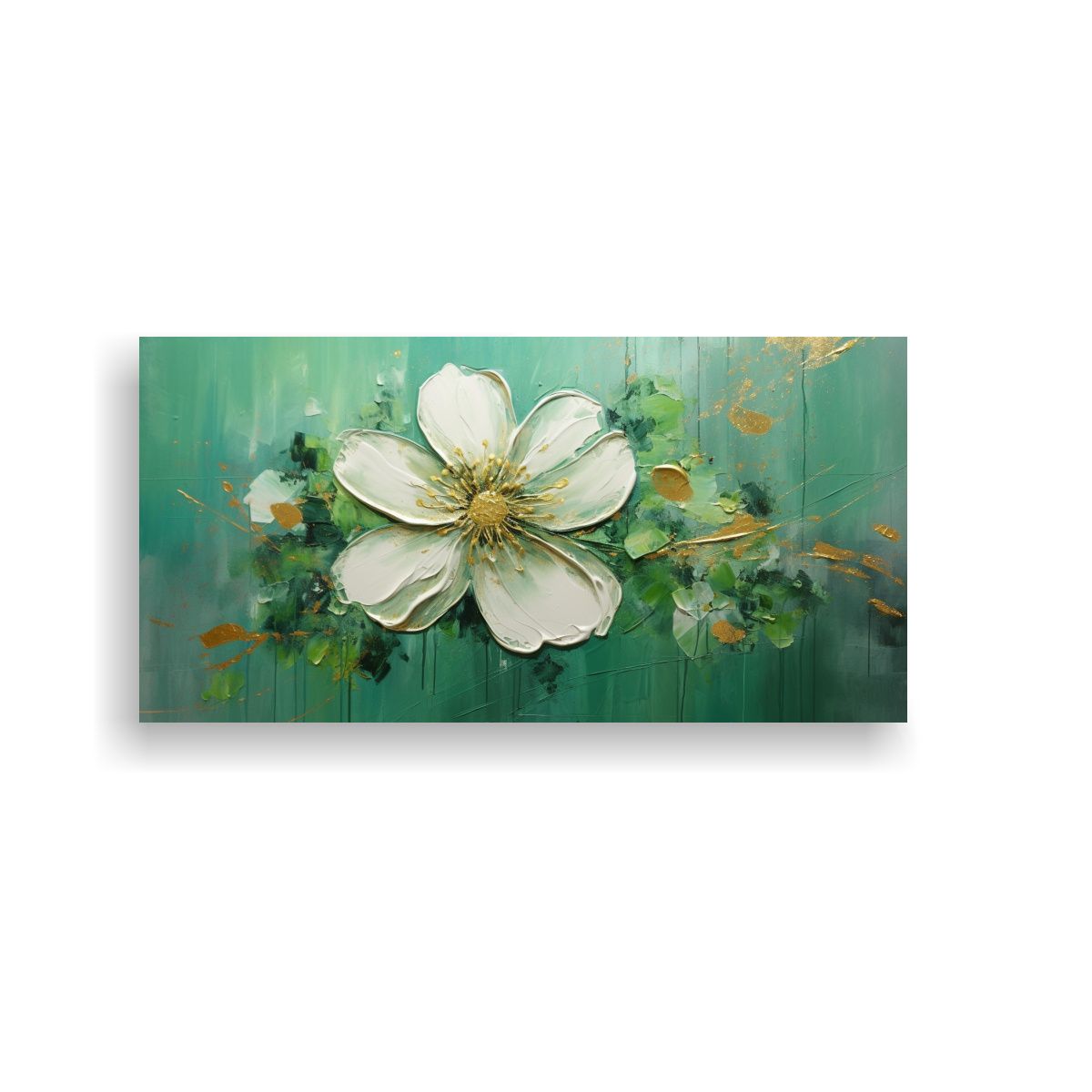 GENERICO - Pintura En Bastidor De Flores Verdes En Estilo De 80x40 Cm