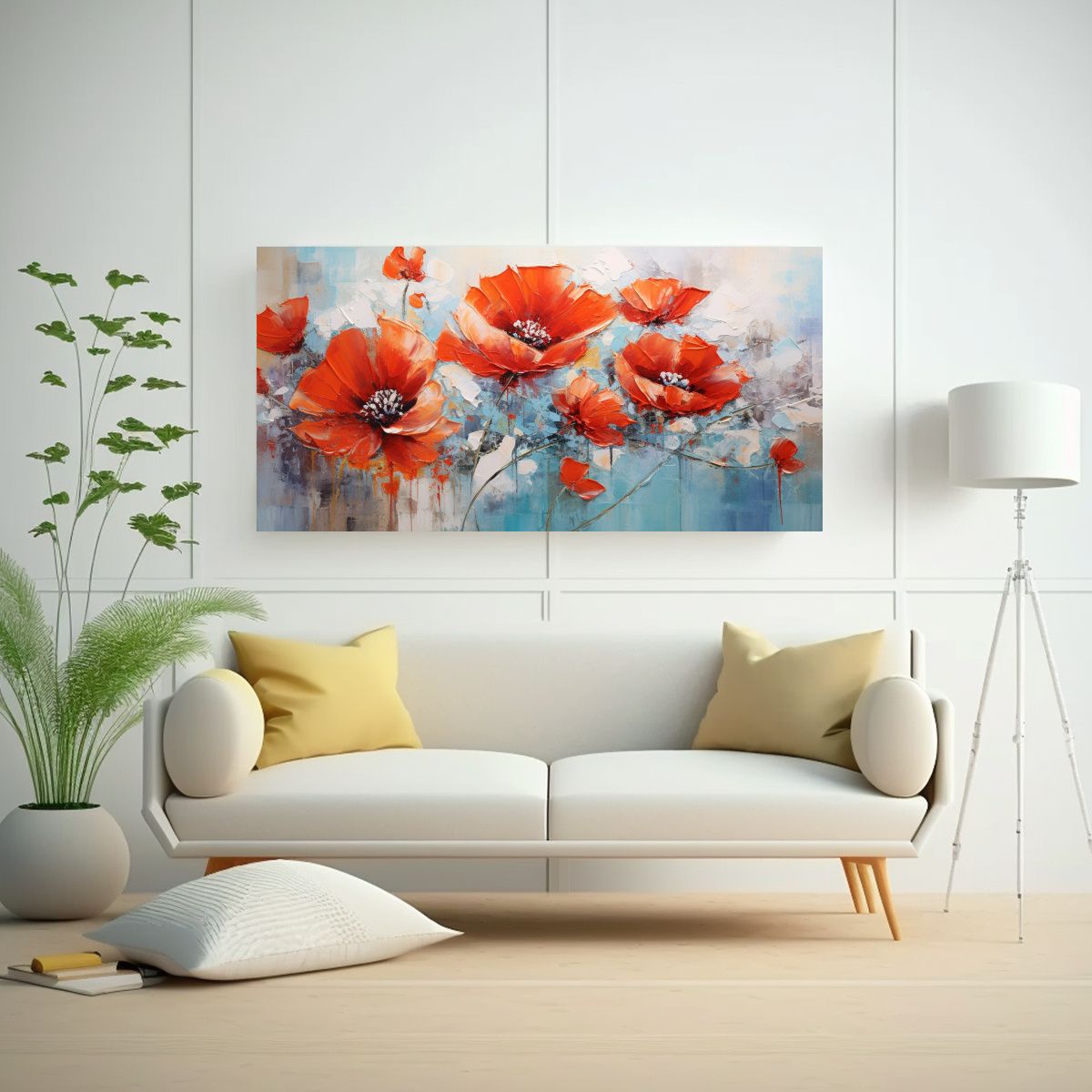 GENERICO - Pintura De Flores En Lienzo Con Colores Vibrantes 80x40 Cm