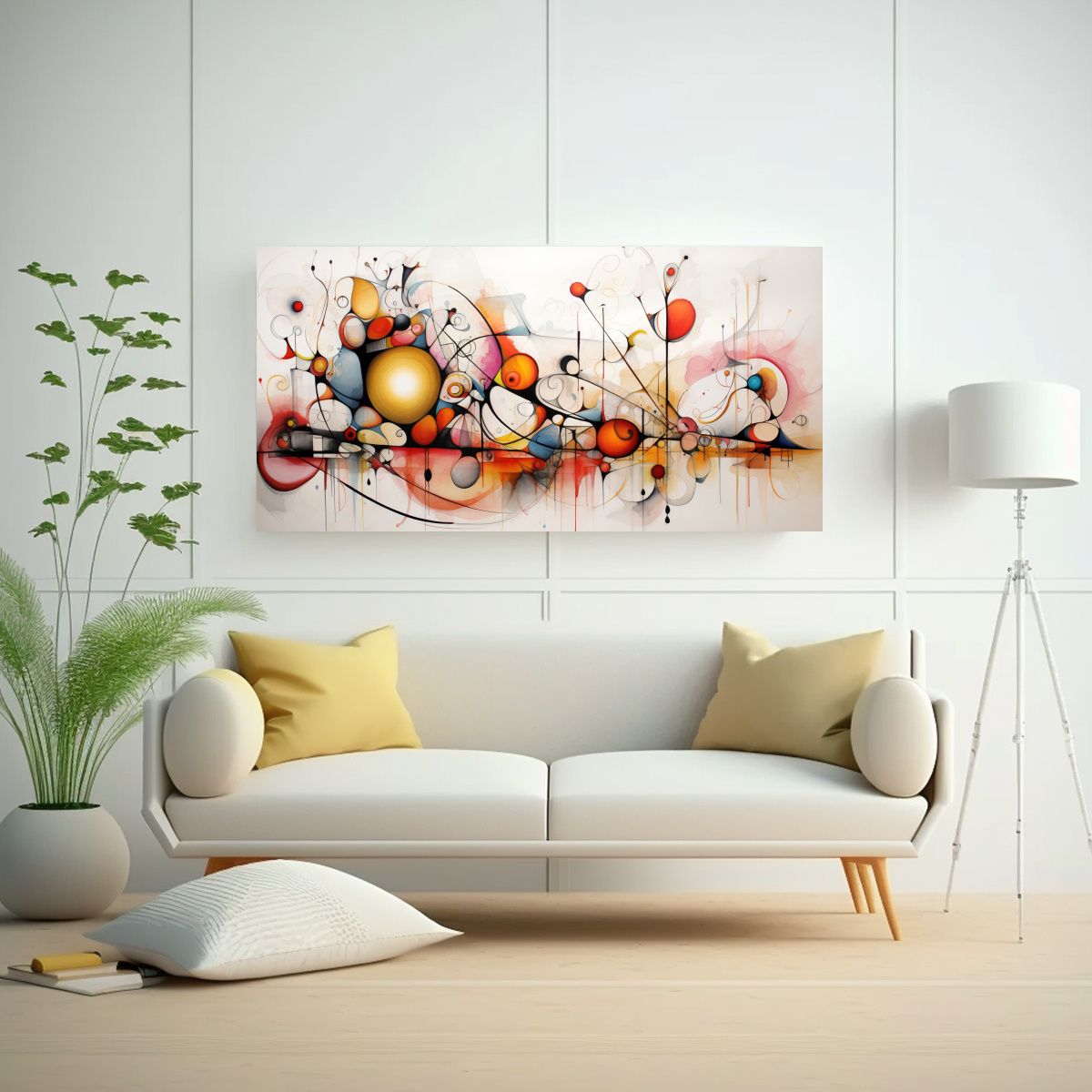 GENERICO - Cuadros Abstractos Acuarelas Estilo Movimiento 80x40 Cm