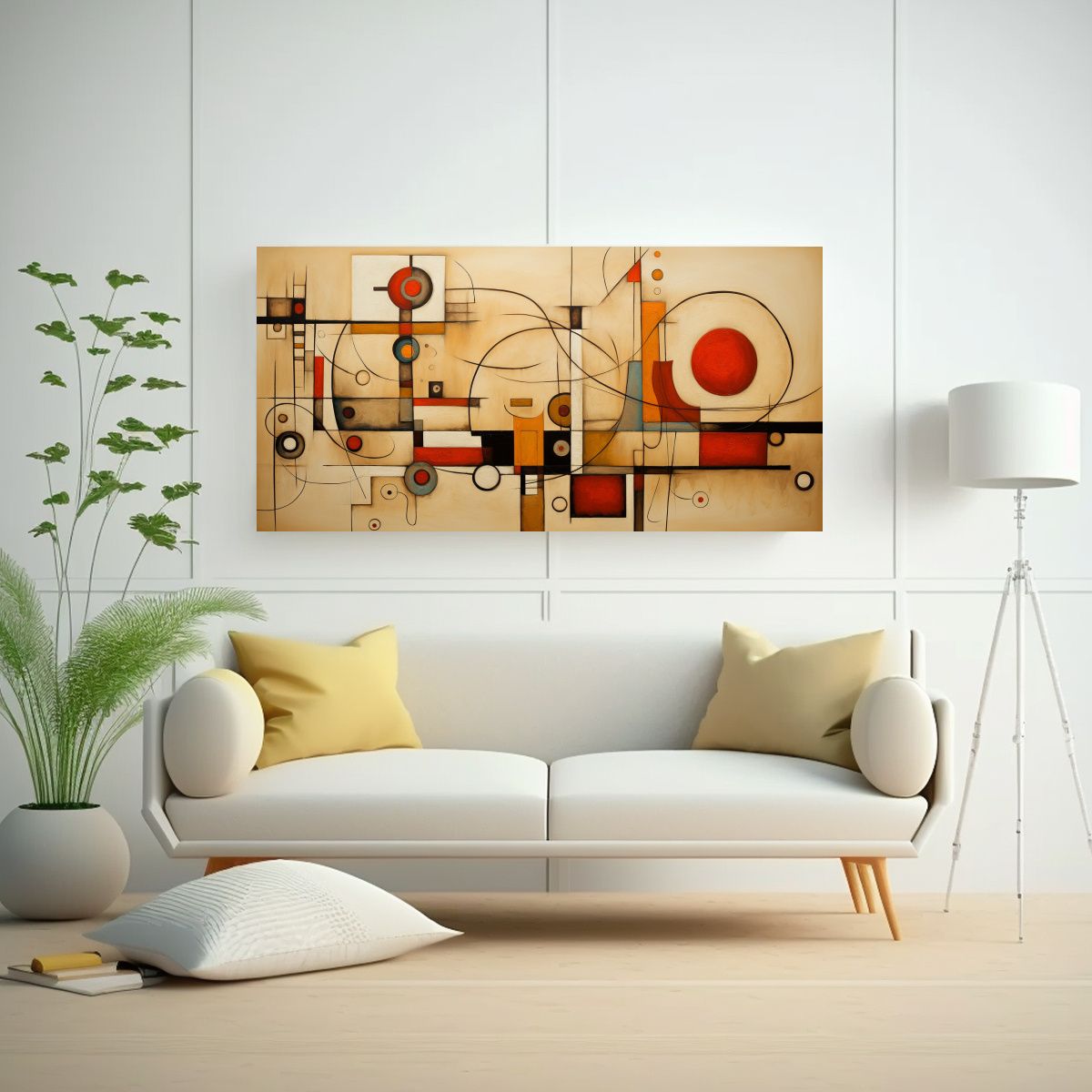 GENERICO - Cuadros Abstractos Beige De Poder En Composición 100x50 Cm