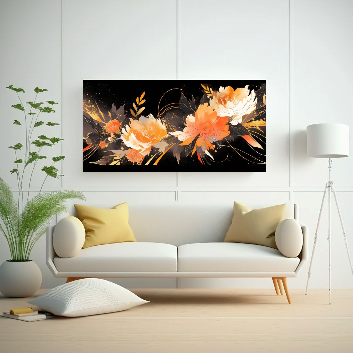 GENERICO - Arte De Pared Inspiración Orange Y Dorado Estilo 60x30 Cm