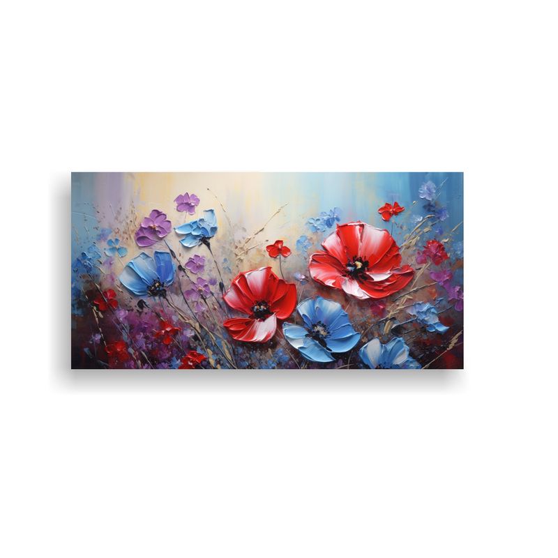 GENERICO - Cuadro Colorido A Red AND Blue Colores Florales 100x50 Cm