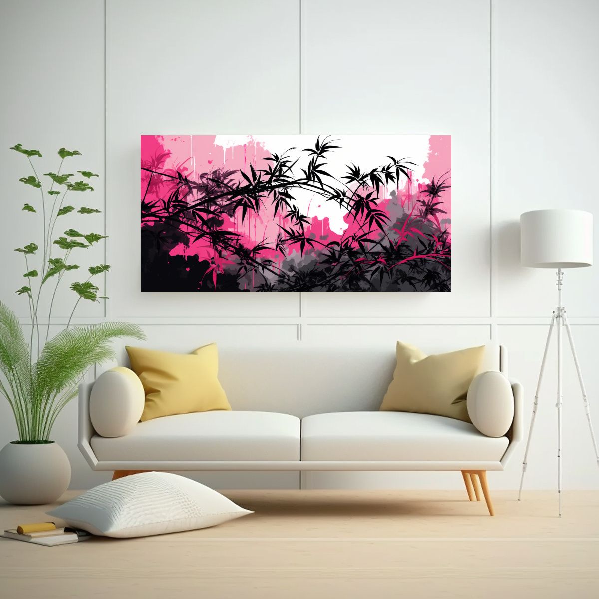 GENERICO - Pintura Decorativa De Bambú En Bastidor 60x30 Cm