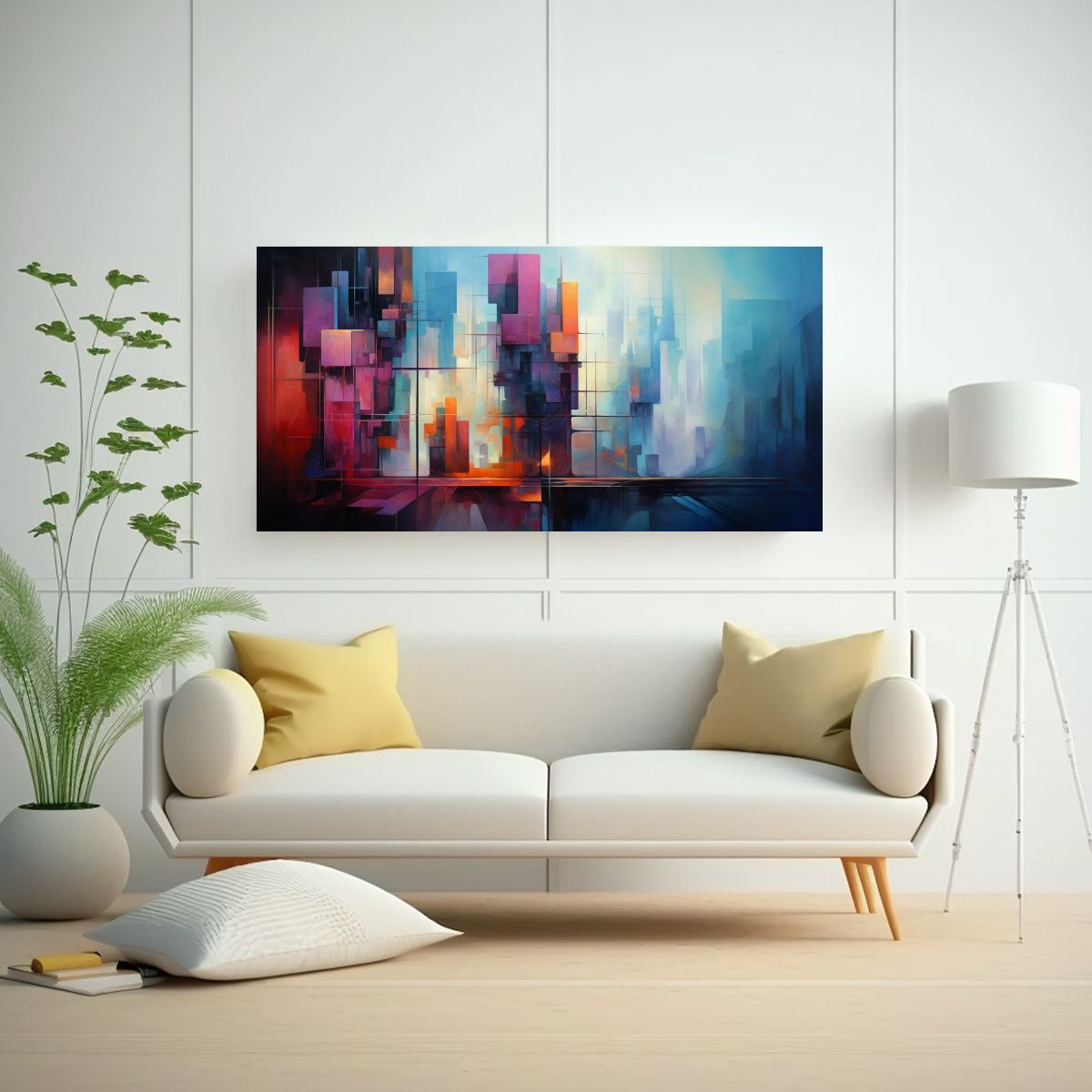 GENERICO - Cuadro Vertical Arte Gráfico Abstracto Fusión 60x30 Cm