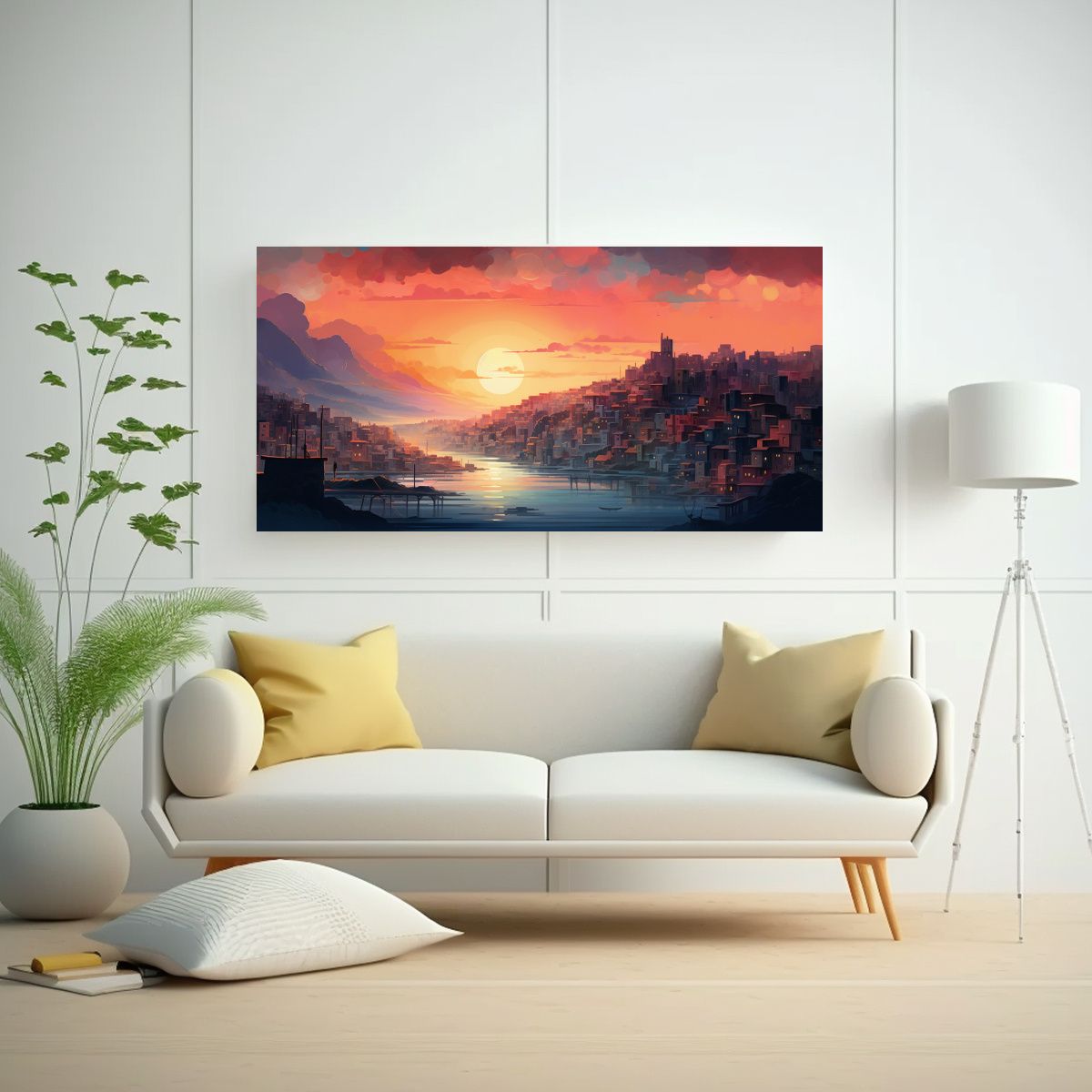 GENERICO - Cuadro Moderno Amanecer Con Suaves Gradientes Y 60x30 Cm