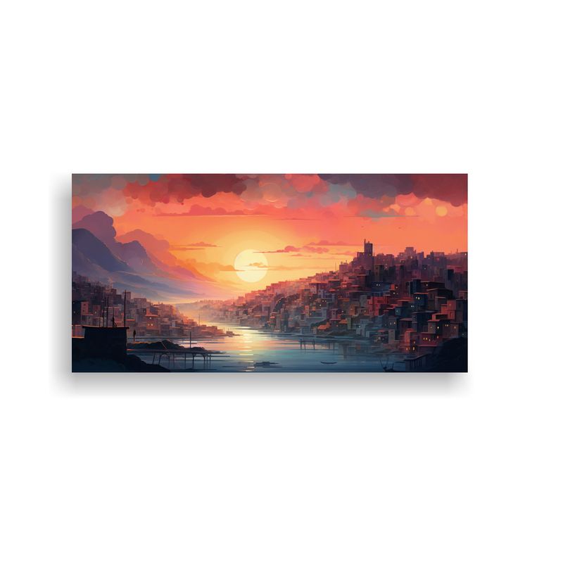 GENERICO - Cuadro Moderno Amanecer Con Suaves Gradientes Y 80x40 Cm
