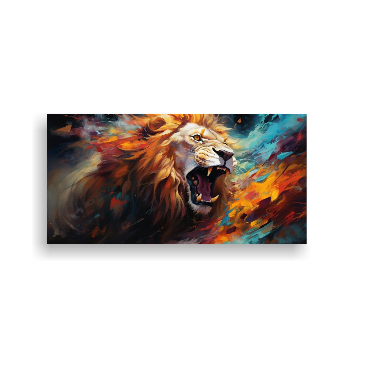 GENERICO - Cuadros Abstractos De Leones En Lienzo Ambiente 100x50 Cm