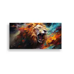 GENERICO - Cuadros Abstractos De Leones En Lienzo Ambiente 100x50 Cm