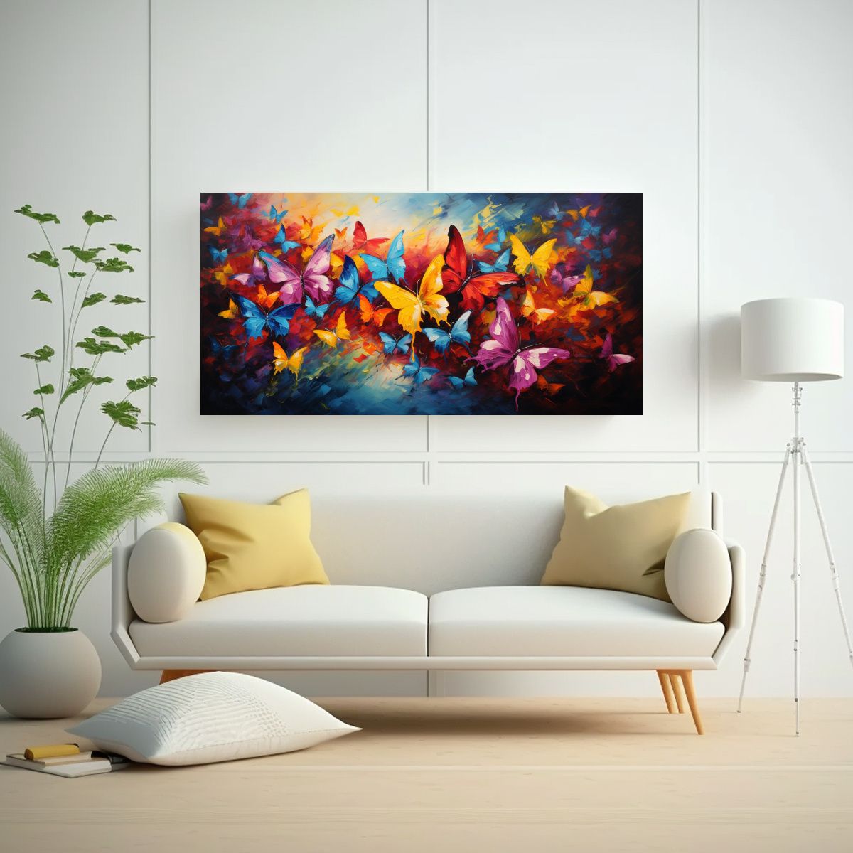 GENERICO - Cuadros Abstractos De Mariposas En Relieve Para 60x30 Cm