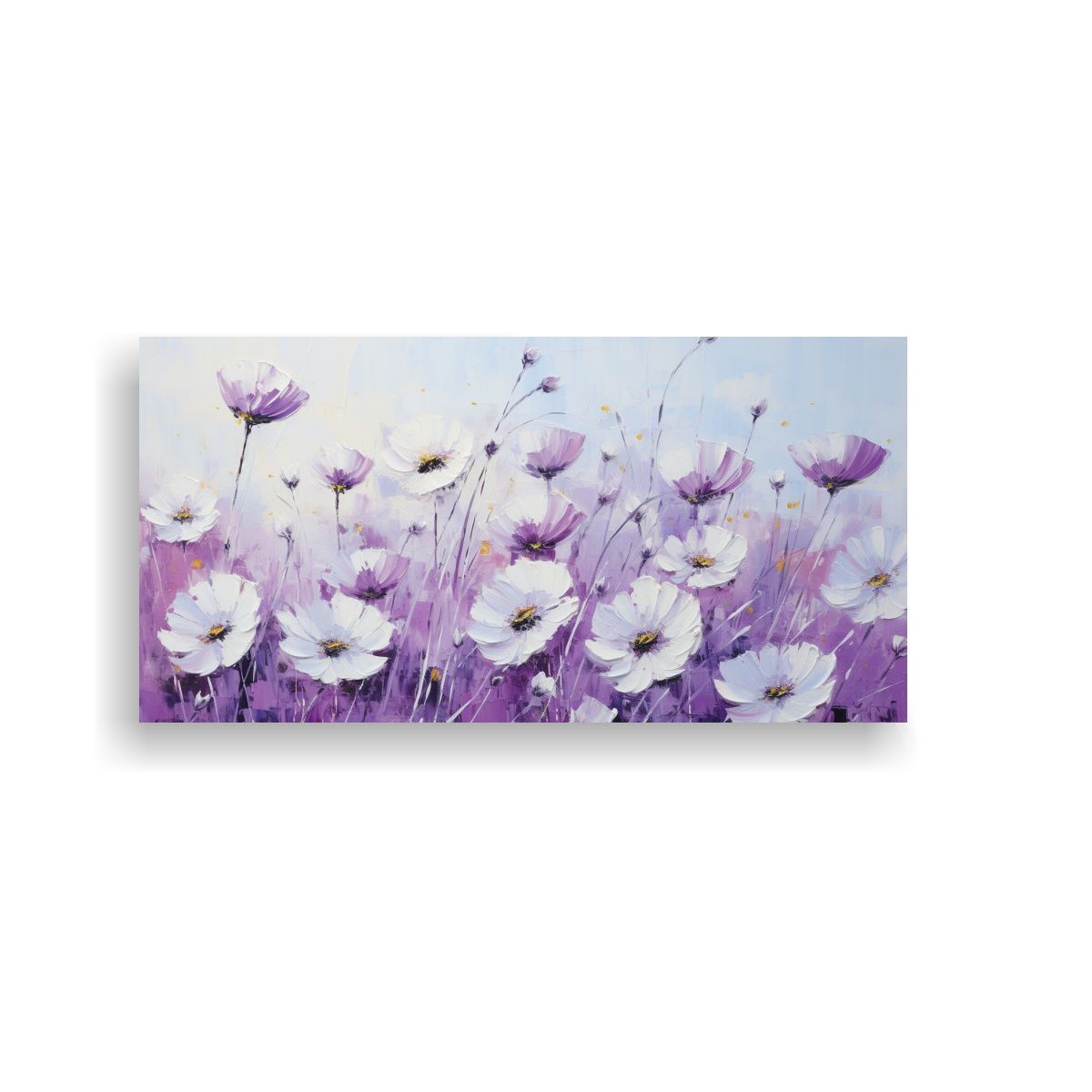 GENERICO - Pintura En Lienzo De Flores En Colores Morado Y 80x40 Cm