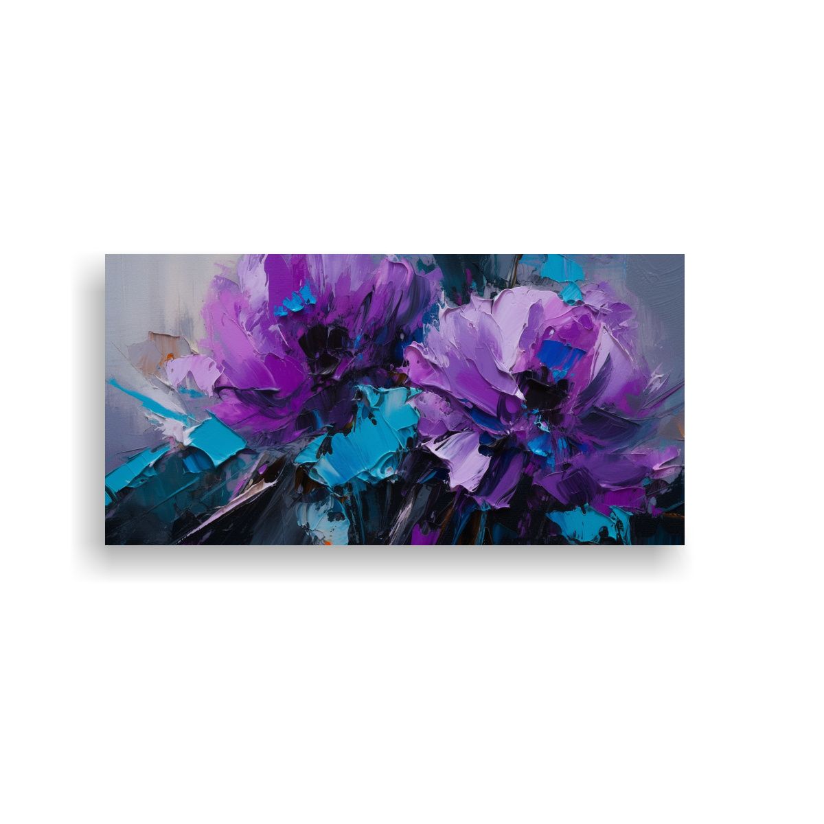 GENERICO - Cuadro Rectangular De Tela En Tonos Morados Y 60x30 Cm