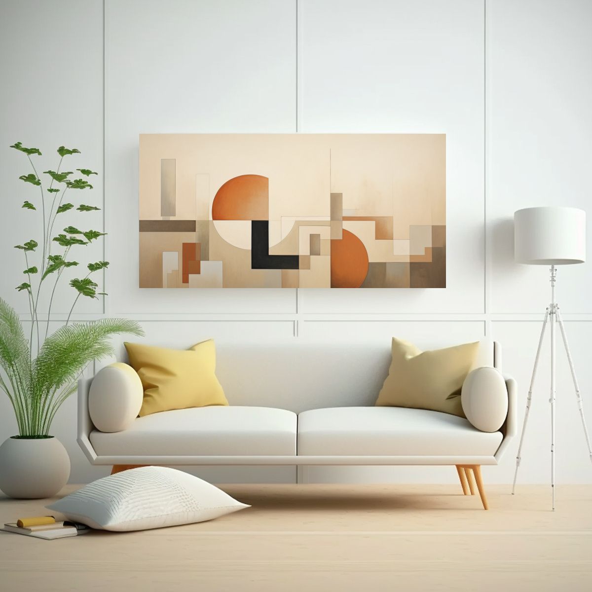 GENERICO - Cuadro Abstracto En Tonos Apagados Y Terrosos E 80x40 Cm