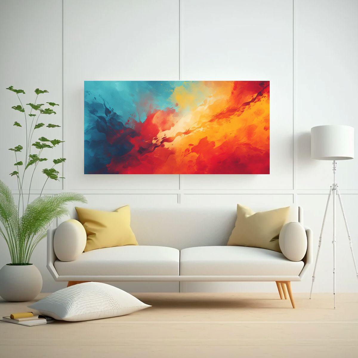 GENERICO - Pintura Abstracta Con Colores Vibrantes Para 60x30 Cm