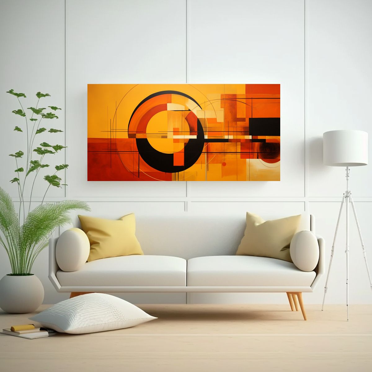 GENERICO - Cuadros Abstractos En Tonos Naranjas Tela En 80x40 Cm