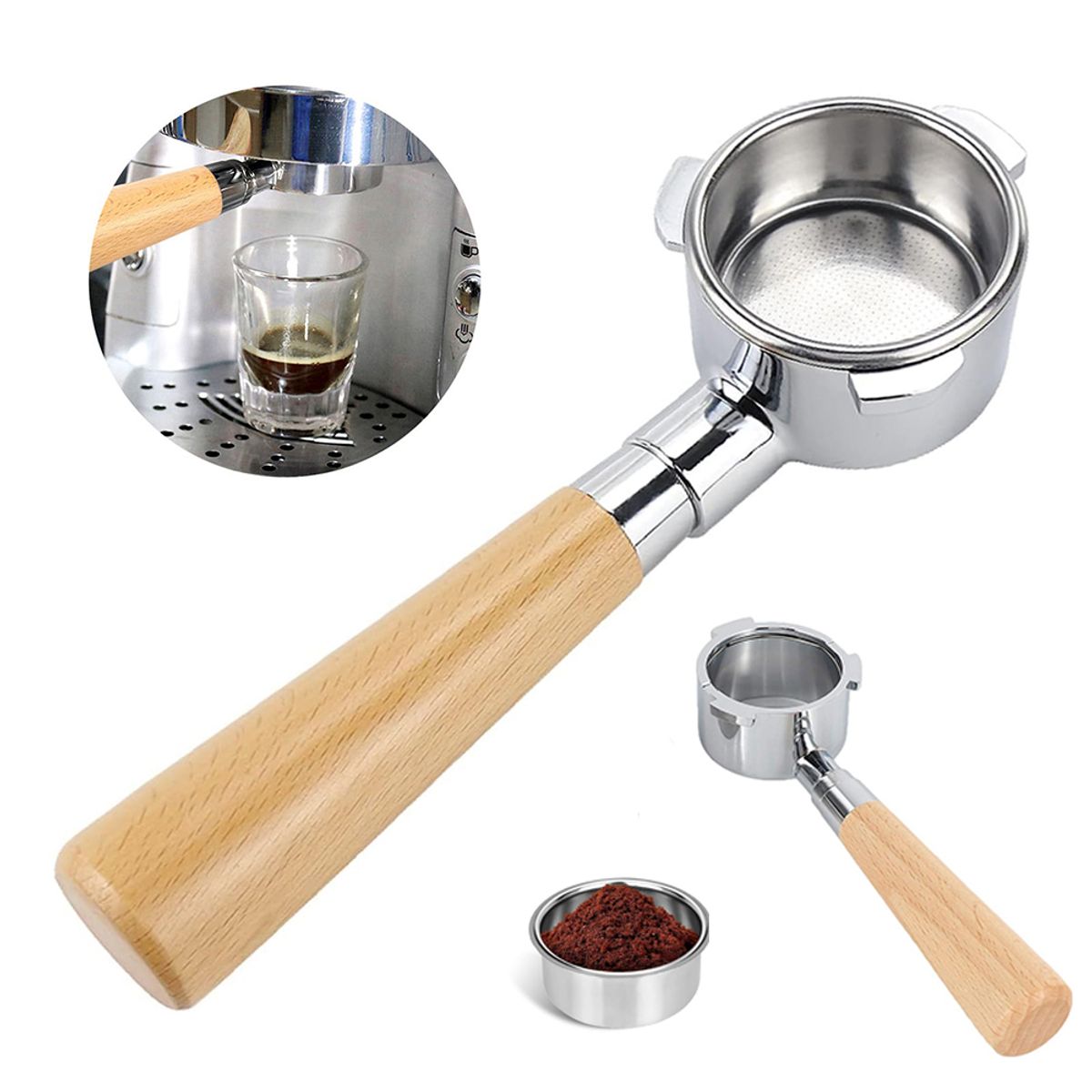 KUANGYE - Portafiltro Sin Fondo 51mm 3 Orejas, Para Cafetera Espresso