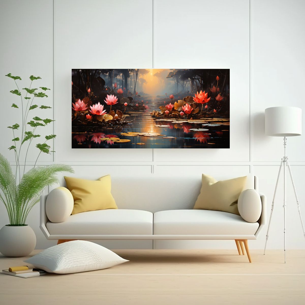 GENERICO - Pintura Mural De Acuarela De Loto Negro Mágico 100x50 Cm