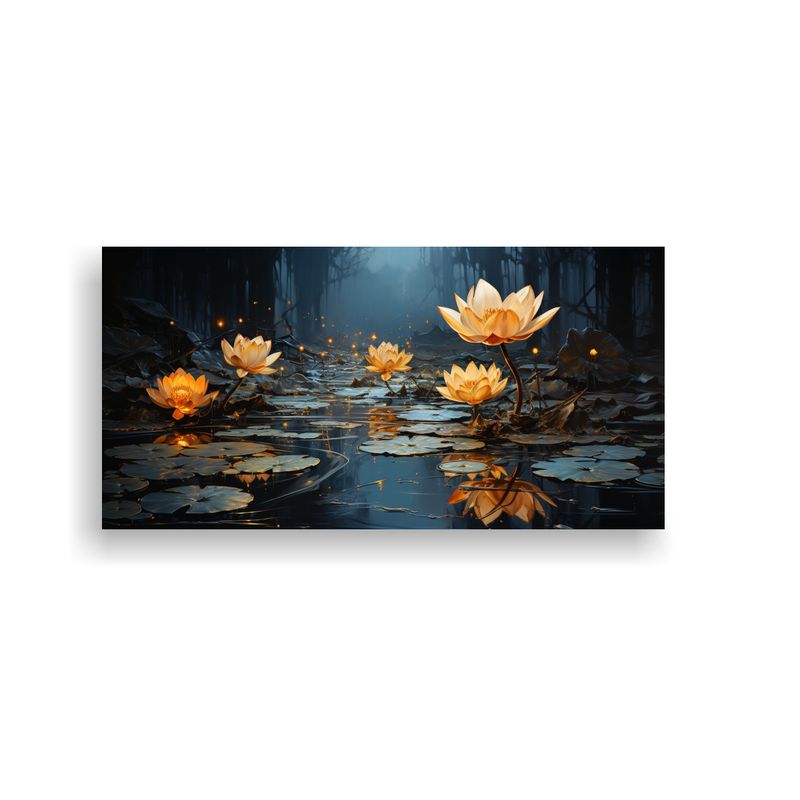 GENERICO - Cuadro Tema Clásico Pintura De Flor De Loto 80x40 Cm