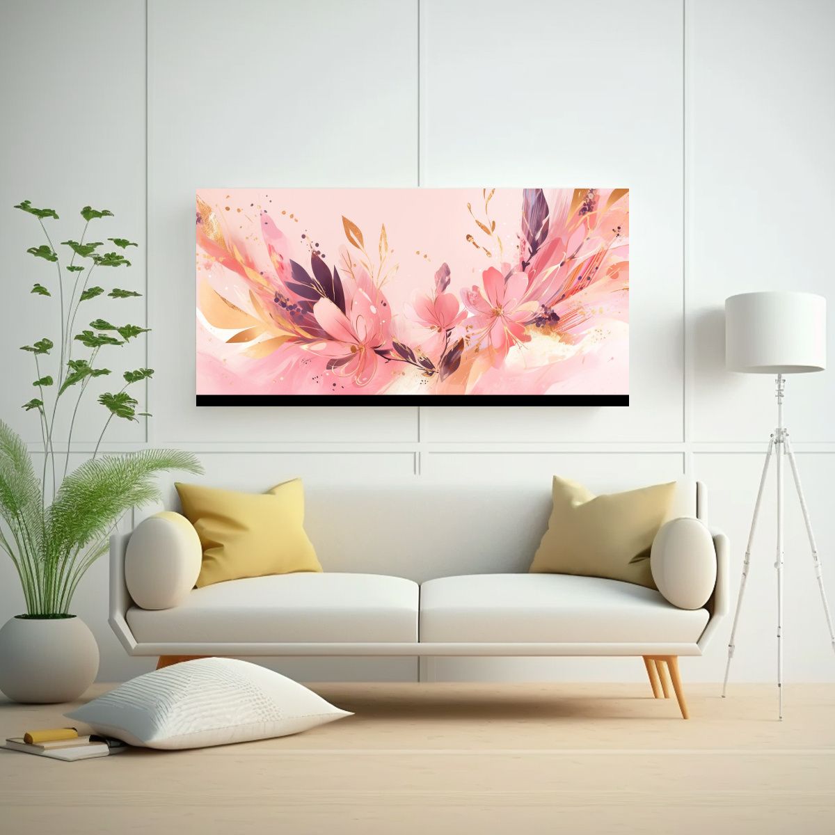 GENERICO - Cuadros De Pared Modernos En Colores Oro Y Rosa 100x50 Cm