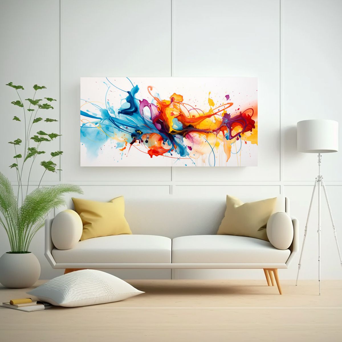 GENERICO - Cuadro Abstracto Fusión De Acuarelas Y 60x30 Cm