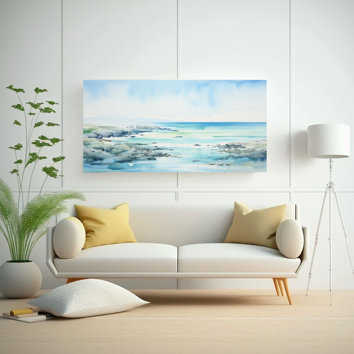 GENERICO - Pintura Decorativa Abstracta De Escena Costera En 60x30 Cm