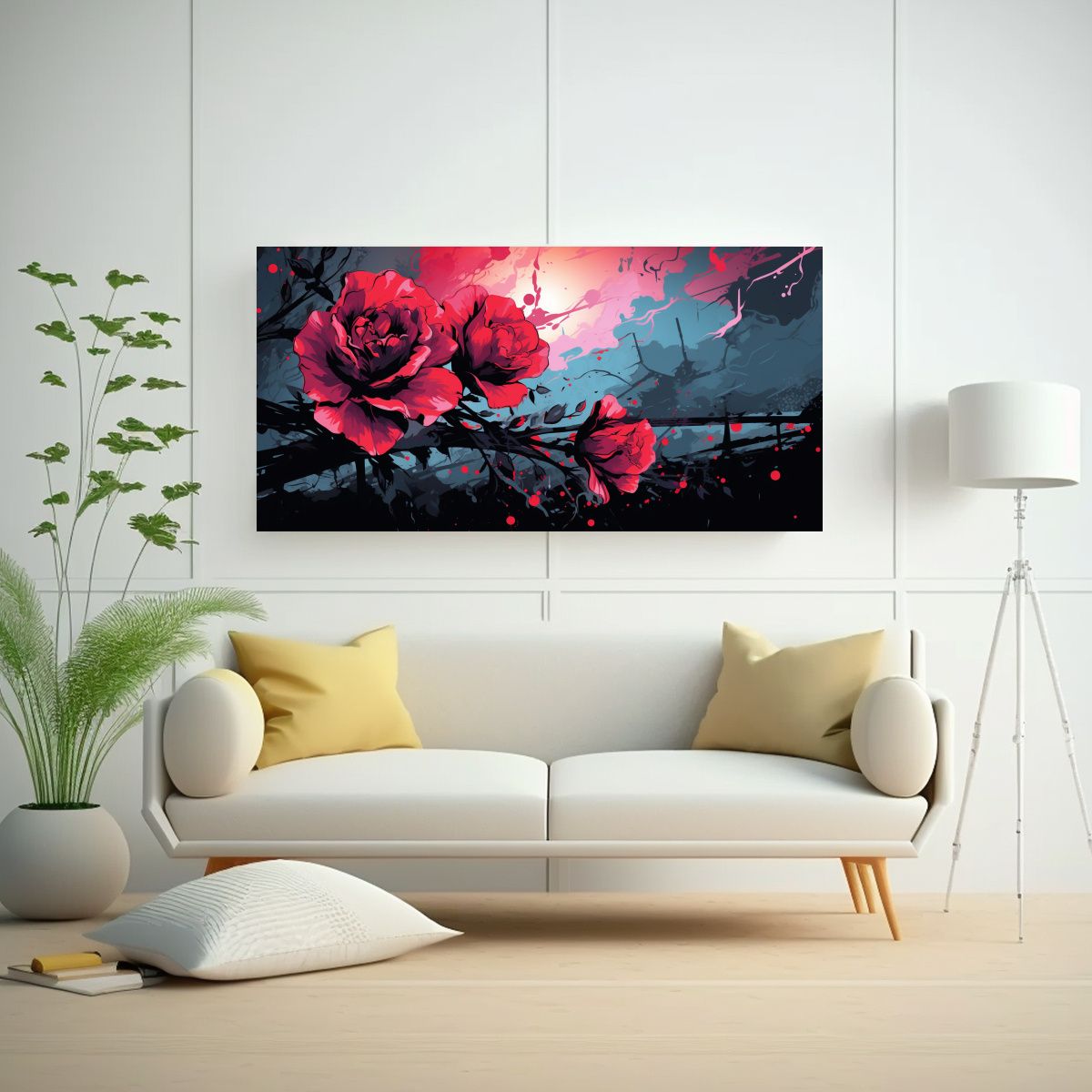 GENERICO - Cuadro Patron Grafico Intenso En Colores Negro 60x30 Cm