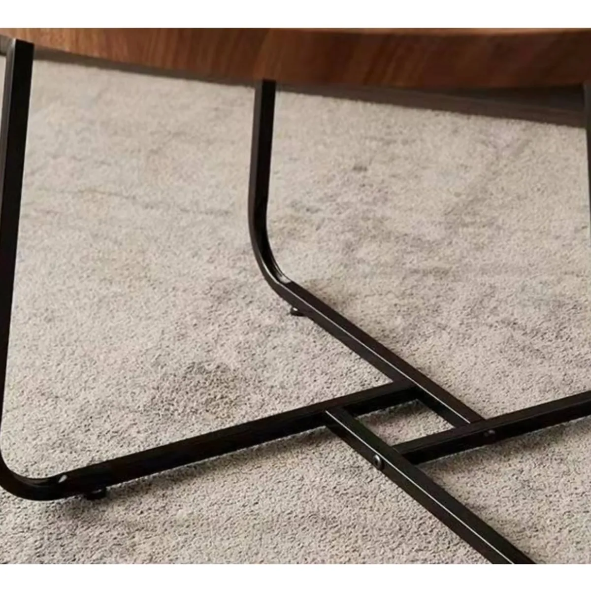 ANYHOGAR - Juego Mesa De Centro Redonda Doble Madera Color Marron