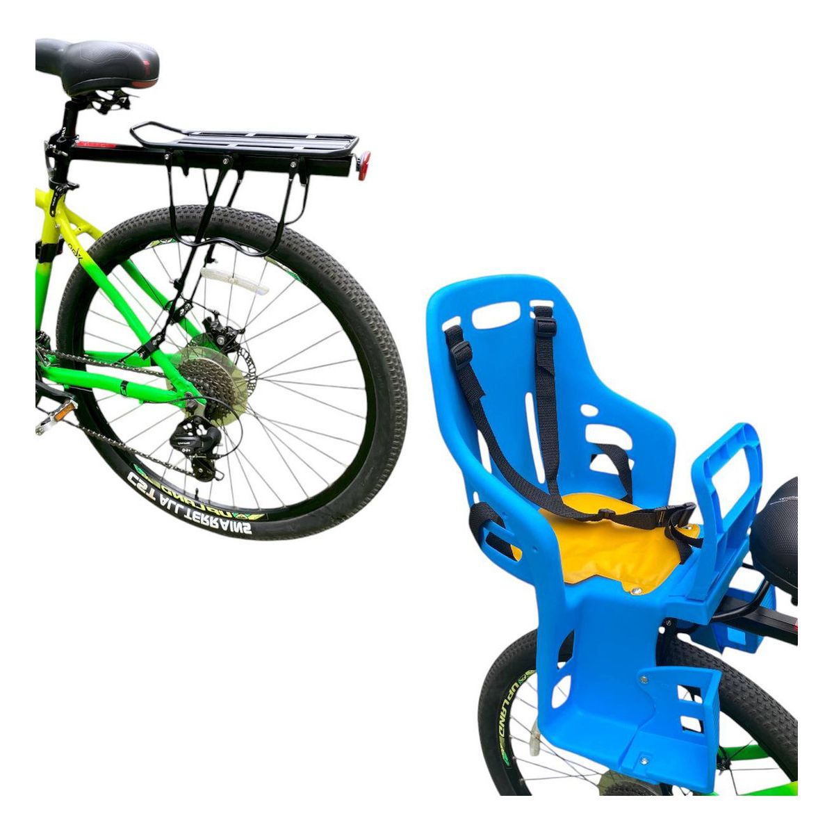 BLLOQ - Kit Silla Porta Bebes Y Niños + Parrilla Trasera Bicicleta
