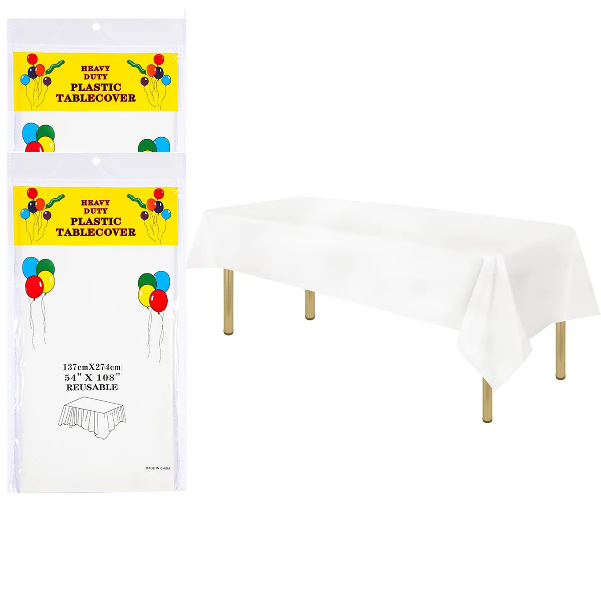 GENERICO - 2pcs Manteles Rectangular De Peva De 137x274cm-Blanco