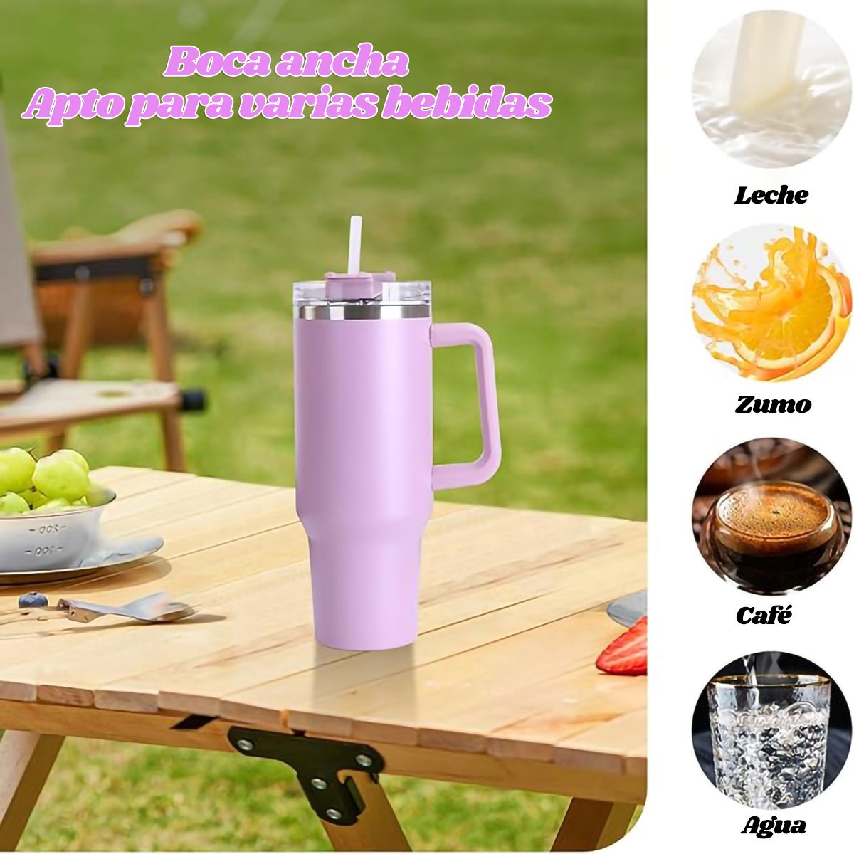 GENERICO - 40oz Vaso Térmico Portátil Tumbler De Acero Inoxidable-Violeta