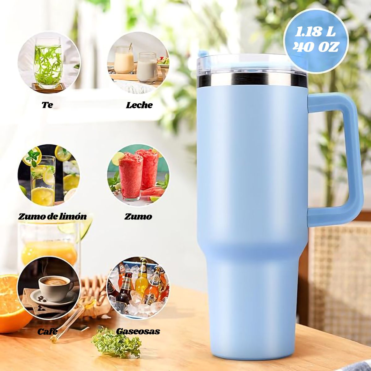 GENERICO - 1200ml Vaso Térmico Portátil Tumbler De Acero Inoxidable-Azul