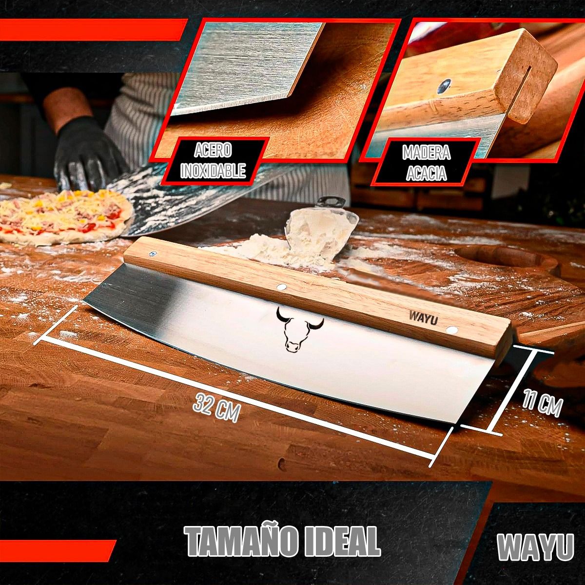 WAYU - Cortador De Pizza Wayu Cuchillo Cortador Pizza Profesional