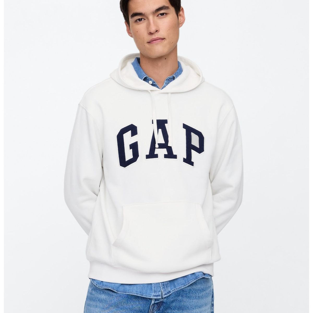 GAP - Polerón Hombre Logo Sin Cierre Blanco GAP
