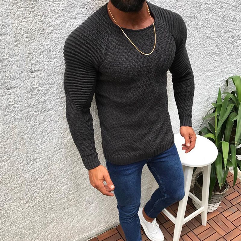 BLWOENS - Suéter casual de moda para hombres - Gris