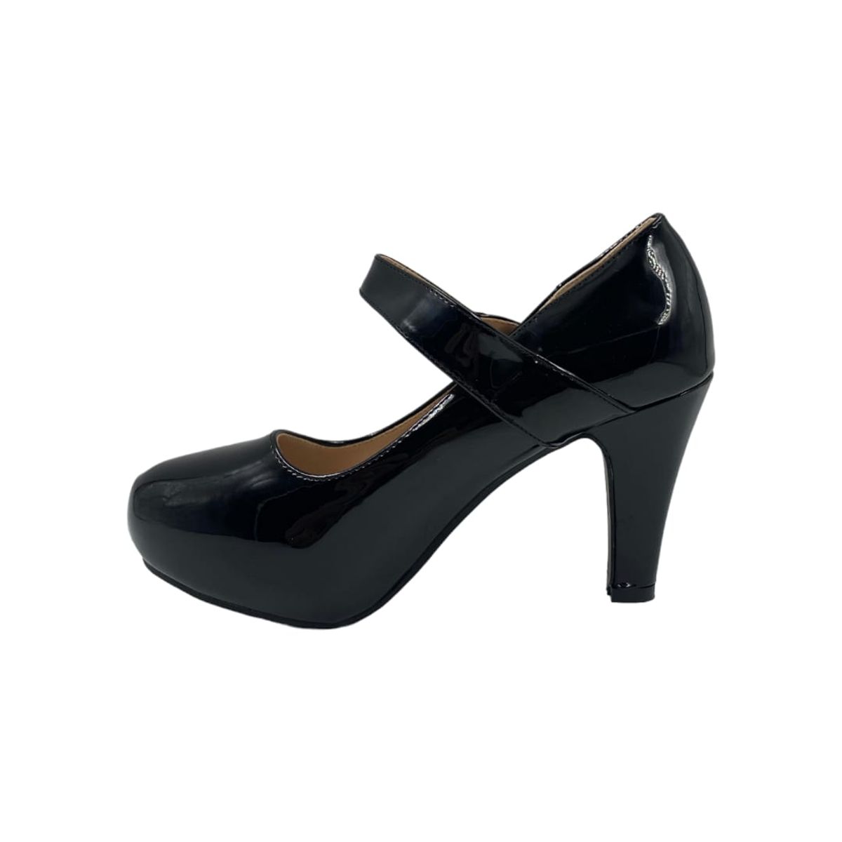 HERIEL - Zapato Negro Taco Charol Mujer