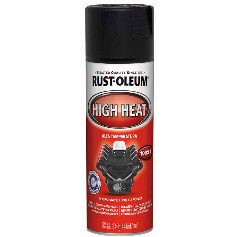 GENERICO - Pintura alta temperatura Negro mate Automotive Rust Oleum