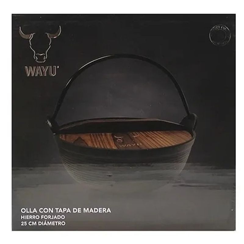 WAYU - Olla Con Tapa De Madera Negra