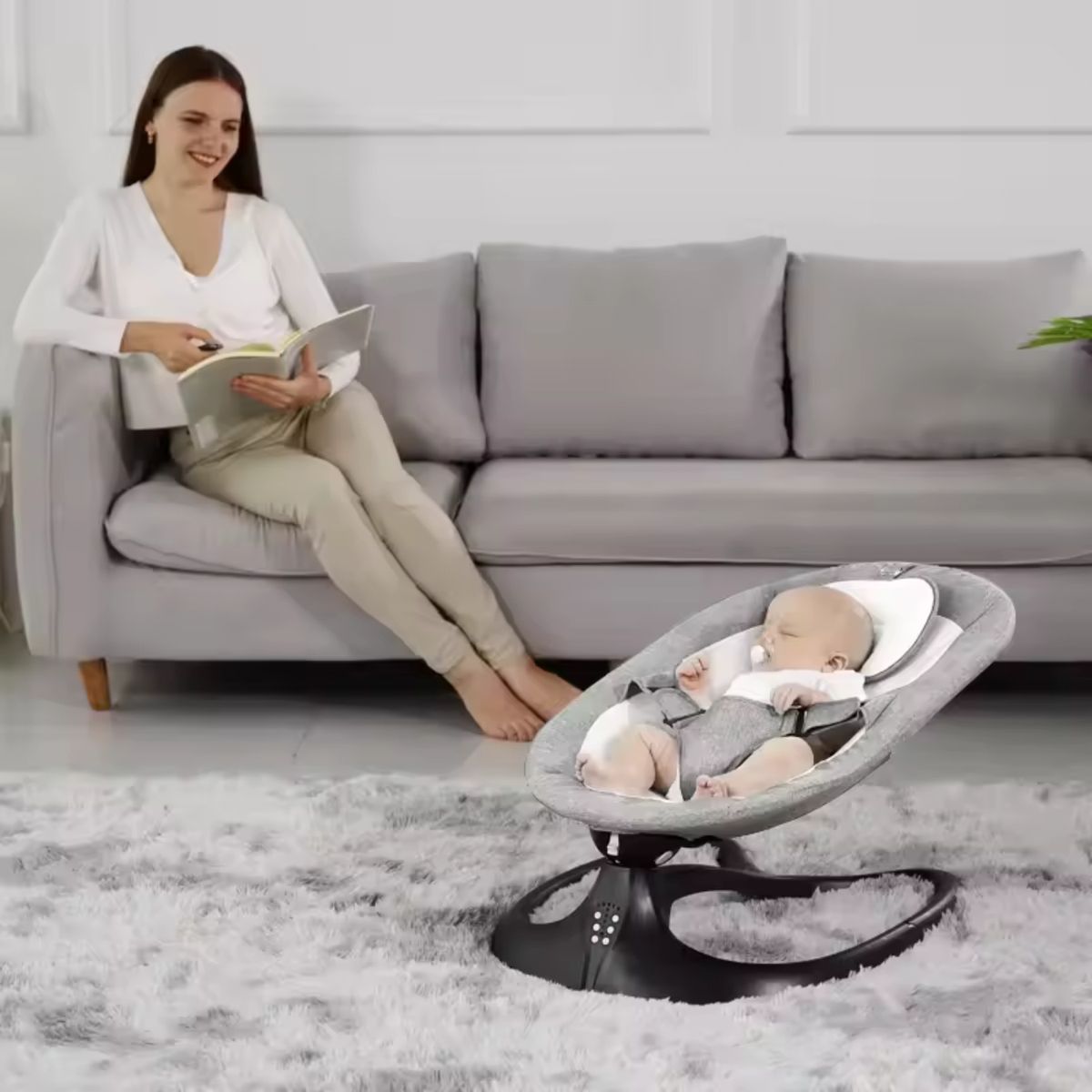 GENERICO - Silla Nido Cuna Mecedora Bebe Musical Vibradora Bluetooth