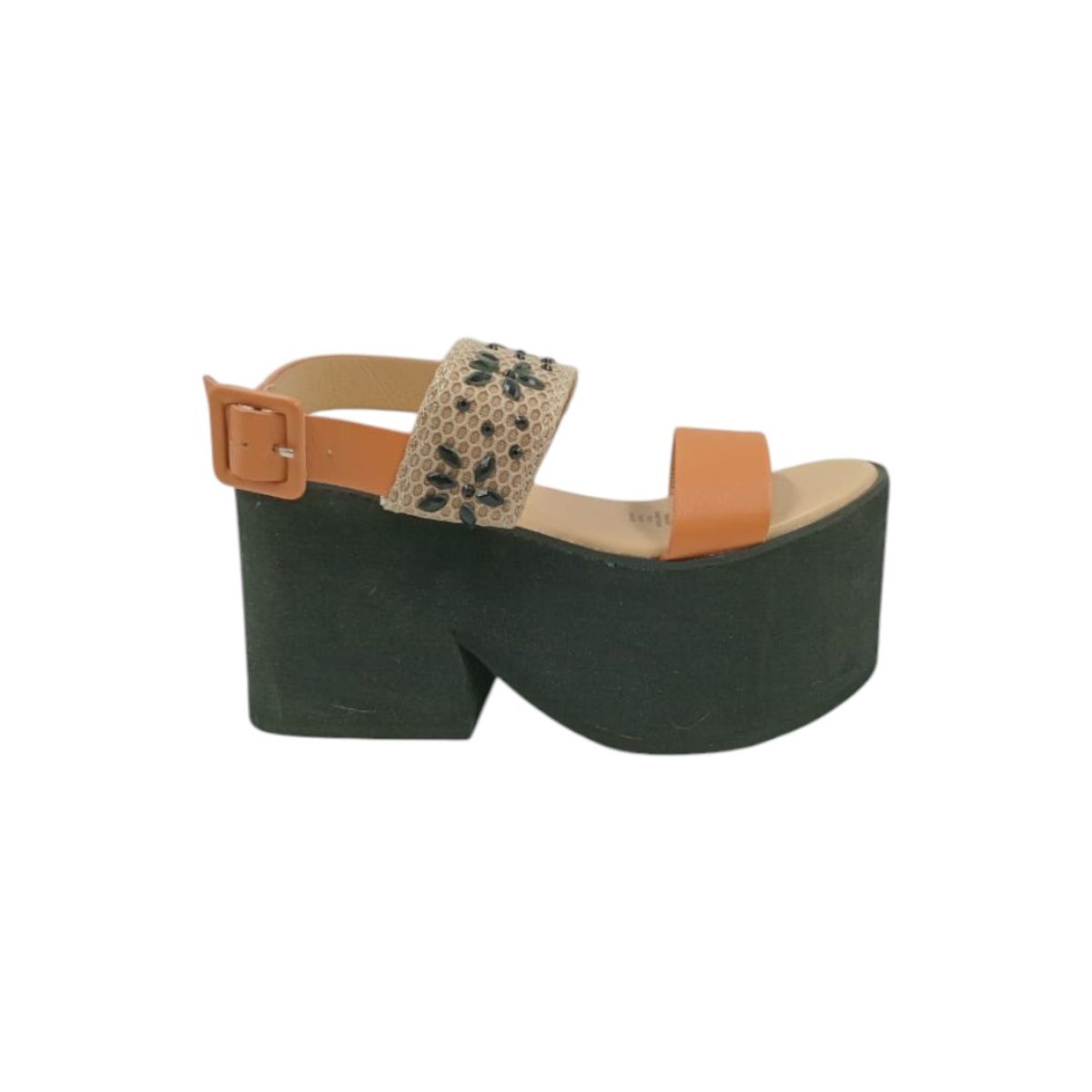 HERIEL - Sandalia Naranja Plataforma Mujer.