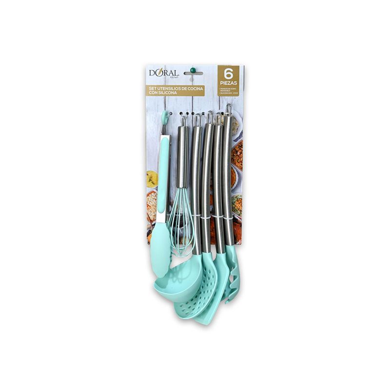 DORAL - Set De Cocina Utensilio Silicona 6 Piezas Doral TURQUESA
