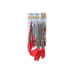 DORAL - Set De Cocina Utensilio Silicona 6 Piezas ROJO