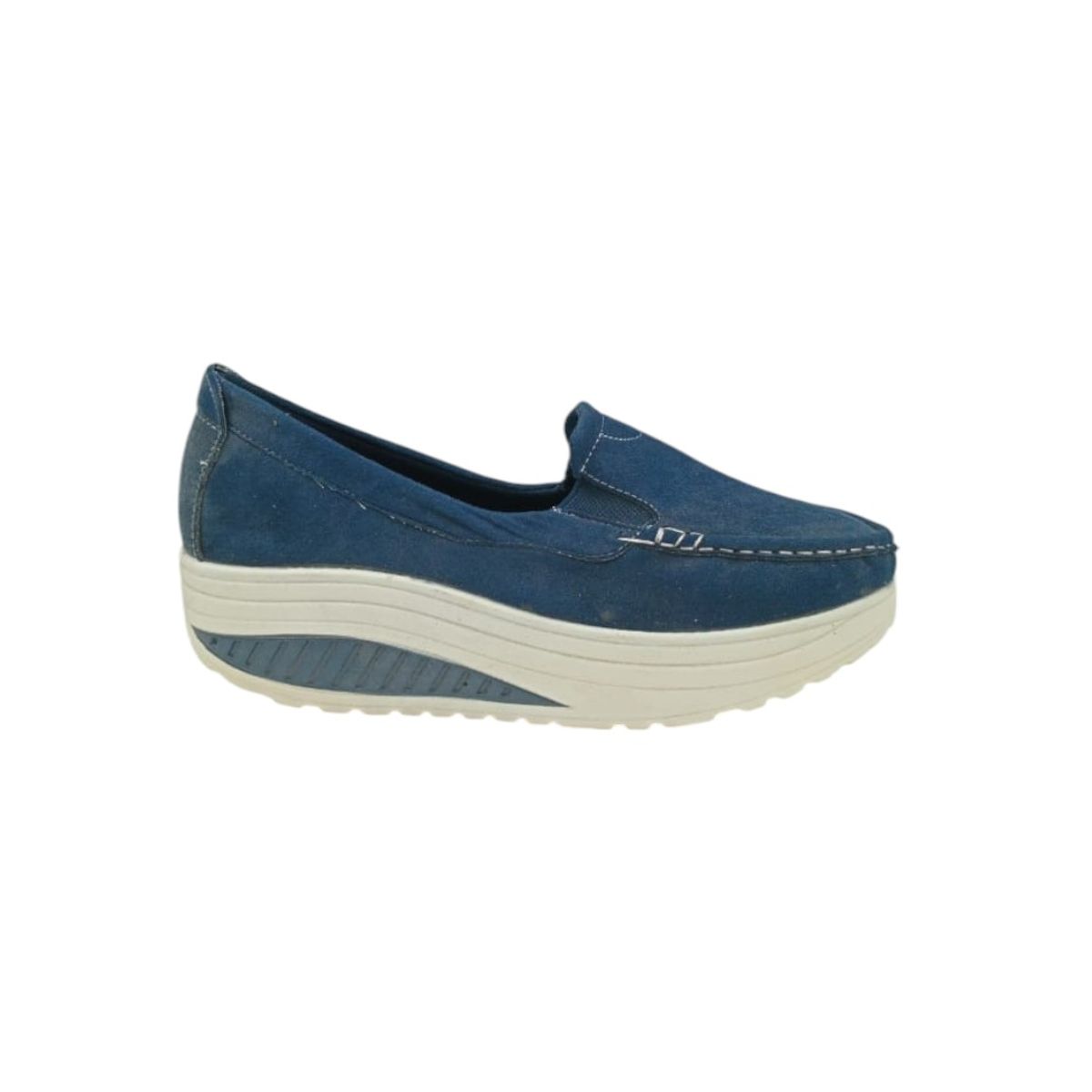 HERIEL - Mocasín Azul Plataforma Mujer.
