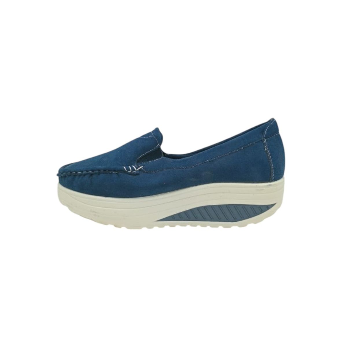 HERIEL - Mocasín Azul Plataforma Mujer.