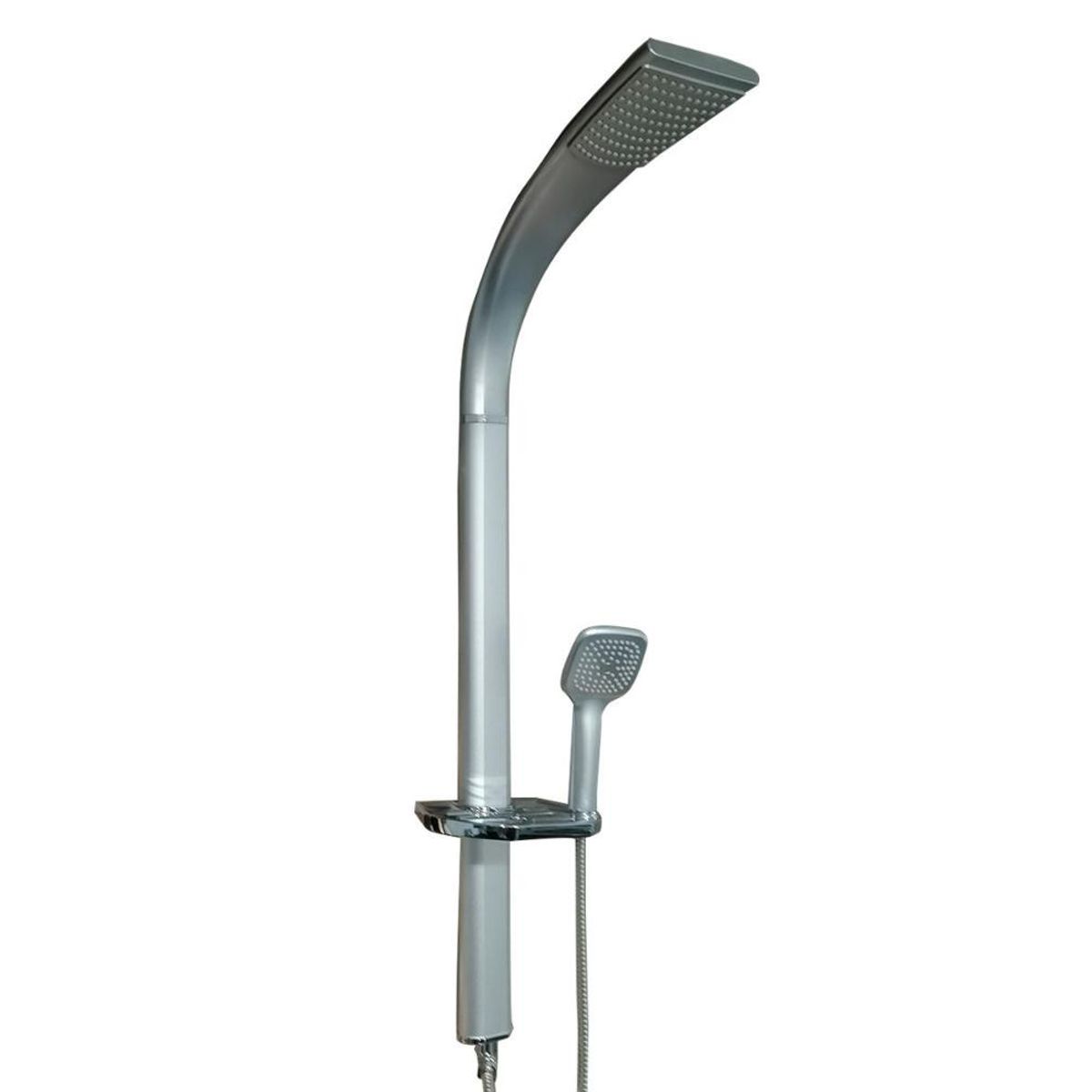 DETODOYMAS - Barra ducha mango flexible con jabonera gris