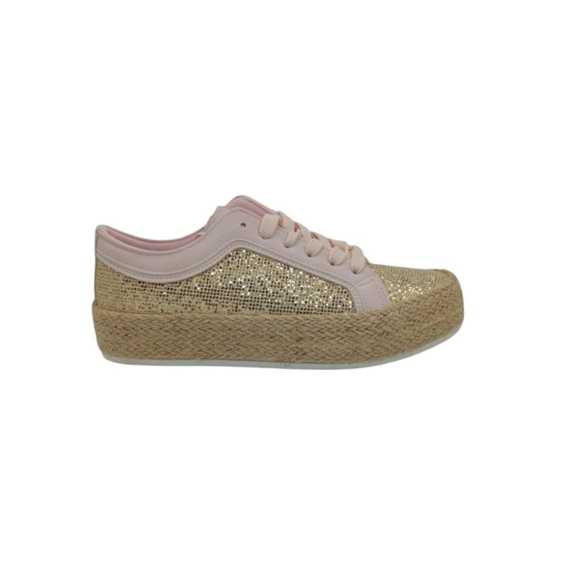 HERIEL - Zapatilla Rosa Dorada Mujer.