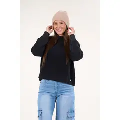 POLEMIC - Sweater mujer algodon con proceso Negro